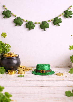 Handmade Wool Felt Shamrock Garland – St. Patrick’s Day Clover Decoration Banner