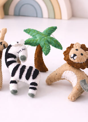 Handmade Wool Felt Safari Animal Garland – Baby Nursery Wall Hanging Decor