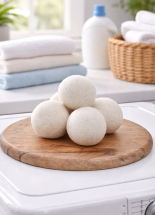 Handmade Wool Felt Dryer Balls – 3 Inch Natural Laundry Balls (Pack of 6)