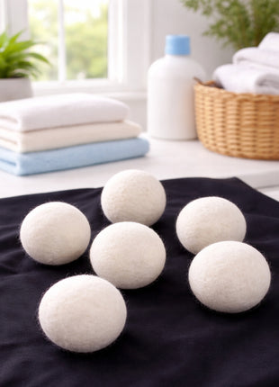 Handmade Wool Felt Dryer Balls – 3 Inch Natural Laundry Balls (Pack of 6)