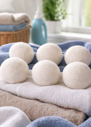 Handmade Wool Felt Dryer Balls – 3 Inch Natural Laundry Balls (Pack of 6)