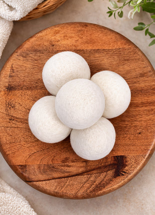 Handmade Wool Felt Dryer Balls – 3 Inch Natural Laundry Balls (Pack of 6)