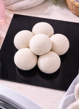 Handmade Wool Felt Dryer Balls – 3 Inch Natural Laundry Balls (Pack of 6)
