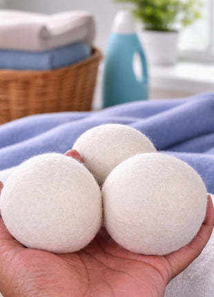 Handmade Wool Felt Dryer Balls – 3 Inch Natural Laundry Balls (Pack of 6)