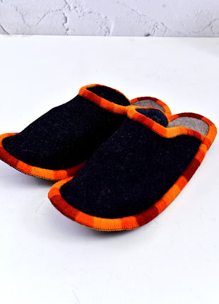 Handmade Natural Wool Felt Slippers – Black & Gray Soft Felt Sleepers | Lightweight & Breathable Footwear US7 Size (Set of Two)
