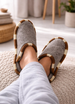 Handmade Natural Wool Felt Slippers – Gray Soft Felt Sleepers | Lightweight & Breathable Footwear US7 Size