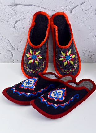 Handmade Natural Wool Felt Slippers | Lightweight & Breathable Footwear US7 Size (Set of Two)