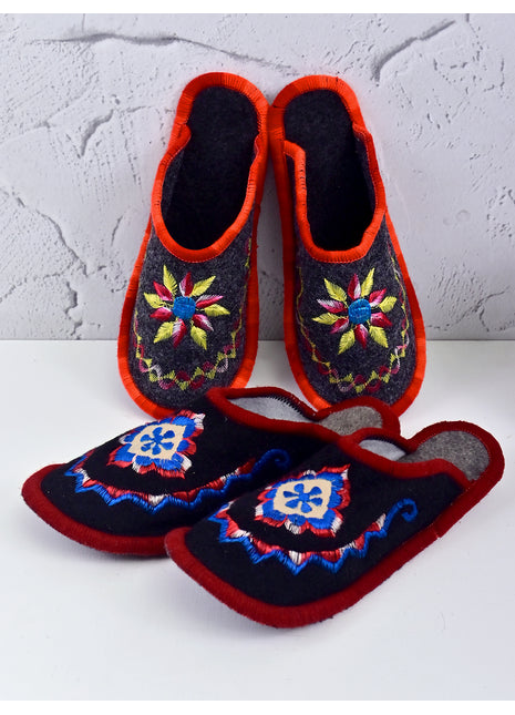 Handmade Natural Wool Felt Slippers | Lightweight & Breathable Footwear US7 Size (Set of Two)