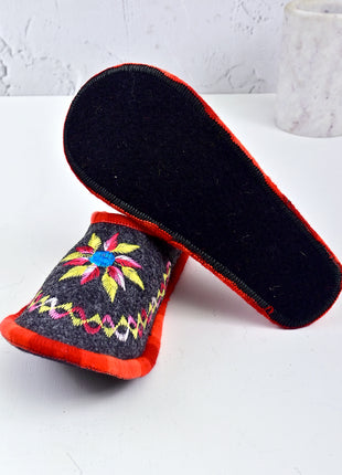 Handmade Natural Wool Felt Slippers | Lightweight & Breathable Footwear US7 Size (Set of Two)