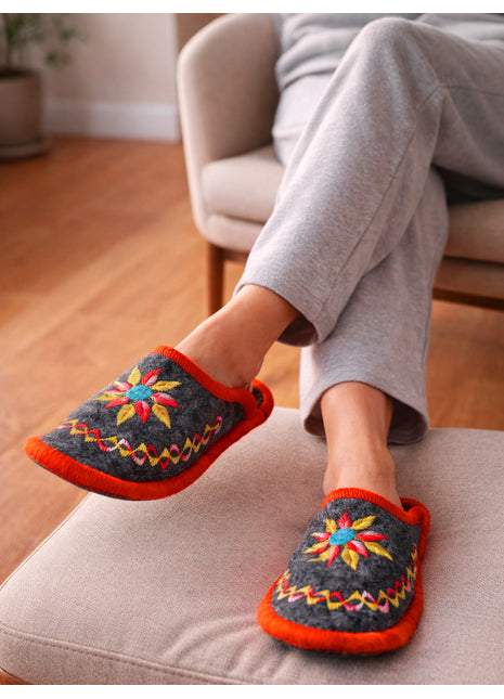 Designer Flower Soft Felt Sleepers | Lightweight & Breathable Footwear US7 Size