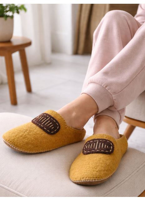 Handmade Natural Wool Felt Slippers – Soft Colorful Felt Sleepers | Cozy Indoor House Shoes | Lightweight & Breathable Footwear (Buy 1 Get1)