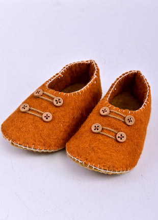 Handmade Natural Wool Felt Slippers – Orange Soft Felt Sleepers | Cozy Indoor House Shoes | Lightweight & Breathable Footwear (Buy 1 Get 1)