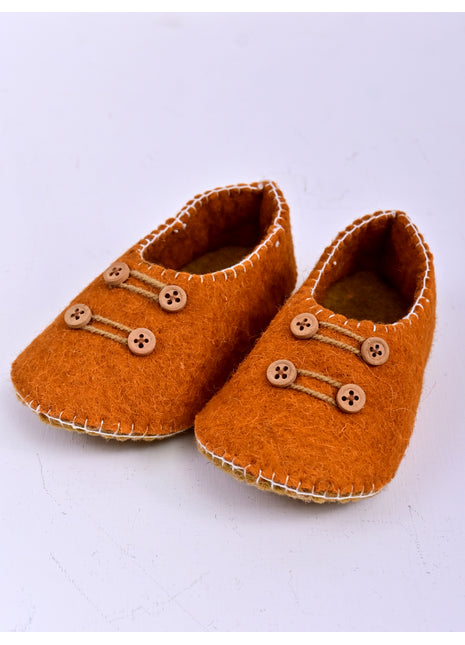 Handmade Natural Wool Felt Slippers – Orange Soft Felt Sleepers | Cozy Indoor House Shoes | Lightweight & Breathable Footwear (Buy 1 Get 1)