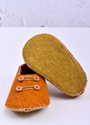 Handmade Natural Wool Felt Slippers – Orange Soft Felt Sleepers | Cozy Indoor House Shoes | Lightweight & Breathable Footwear (Buy 1 Get 1)