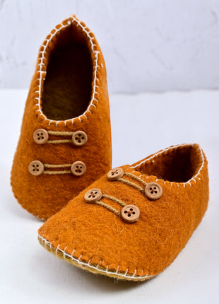 Handmade Natural Wool Felt Slippers – Orange Soft Felt Sleepers | Cozy Indoor House Shoes | Lightweight & Breathable Footwear (Buy 1 Get 1)