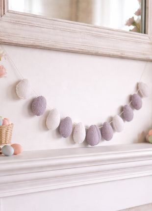 Handmade Wool Felt Egg Garland – Soft Pastel Easter & Spring Wall Hanging Décor