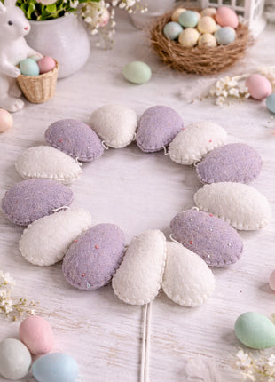 Handmade Wool Felt Egg Garland – Soft Pastel Easter & Spring Wall Hanging Décor