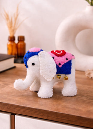 Handcrafted Wool Felt Elephant Décor – Cute Mini Animal Figurine with Colorful Embroidery (Set Of Two)