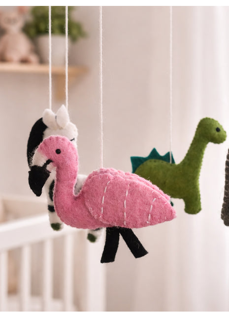Handcrafted Wool Felt Hanging Baby Mobile – Cute Animal Nursery Decor