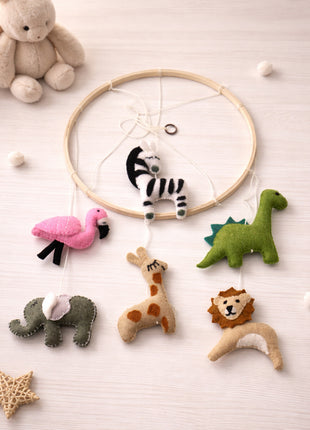 Handcrafted Wool Felt Hanging Baby Mobile – Cute Animal Nursery Decor