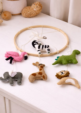 Handcrafted Wool Felt Hanging Baby Mobile – Cute Animal Nursery Decor