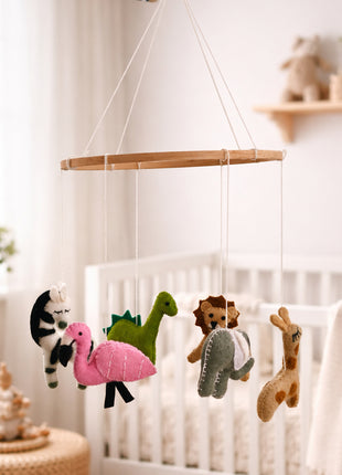 Handcrafted Wool Felt Hanging Baby Mobile – Cute Animal Nursery Decor
