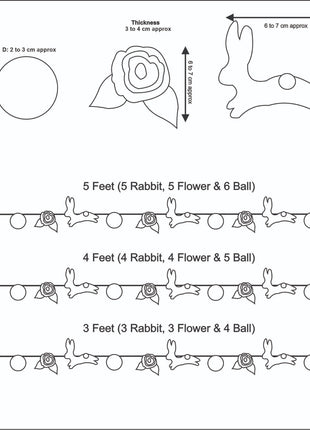 Whimsical Easter Bunny and Rose Wool Felt Garland