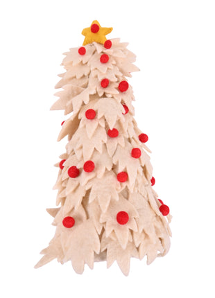 Handcrafted Cream Wool Felt Tabletop Christmas Tree