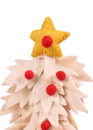 Handcrafted Cream Wool Felt Tabletop Christmas Tree