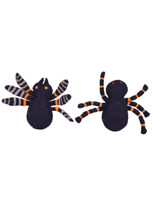 Handcrafted Halloween Plush Wool Felt Spiders (Set Of Two)