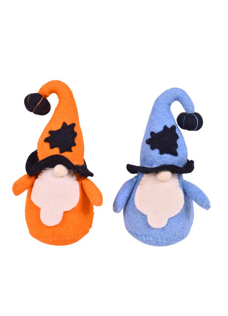 Whimsical Handcrafted Wool Felt Halloween Gnomes (Set Of Two)