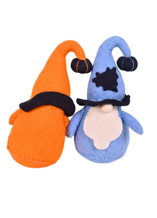 Whimsical Handcrafted Wool Felt Halloween Gnomes (Set Of Two)