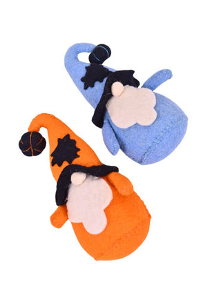 Whimsical Handcrafted Wool Felt Halloween Gnomes (Set Of Two)