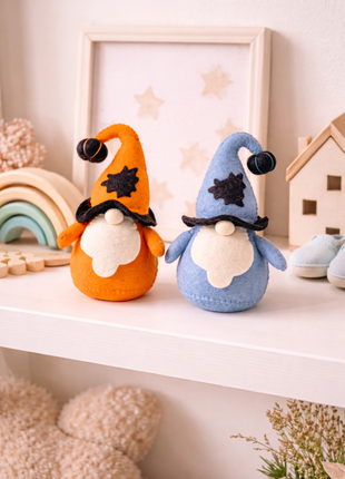 Whimsical Handcrafted Wool Felt Halloween Gnomes (Set Of Two)