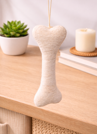 Handmade Wool Felt Bone Toy – Soft Pet-Friendly Hanging Chew Décor