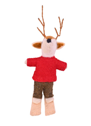 Handcrafted Whimsical Reindeer Wool Felt Hanging Toy