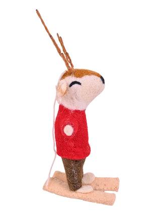 Handcrafted Whimsical Reindeer Wool Felt Hanging Toy