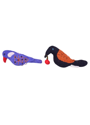 Handmade Wool Felt Hanging Birds – Decorative Soft Felt Bird Ornaments (Pack of Two)