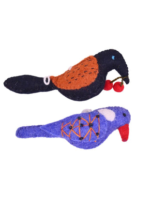 Handmade Wool Felt Hanging Birds – Decorative Soft Felt Bird Ornaments (Pack of Two)