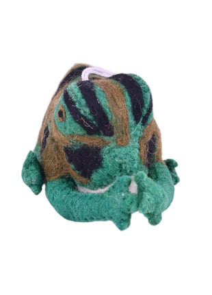 Handcrafted Earth-Tone Wool Felt Hanging Frog Ornament