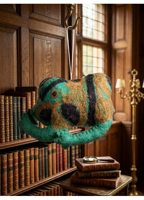 Handcrafted Earth-Tone Wool Felt Hanging Frog Ornament