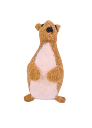 Handcrafted Golden-Ochre Wool Felt Squirrel Hanging Ornament