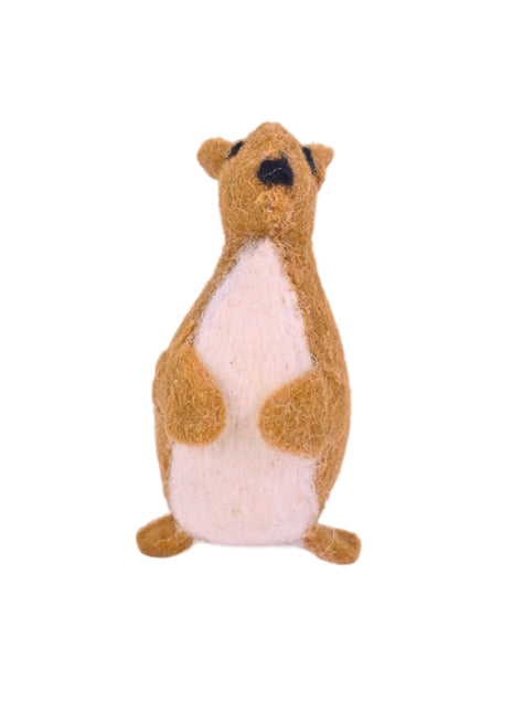 Handcrafted Golden-Ochre Wool Felt Squirrel Hanging Ornament