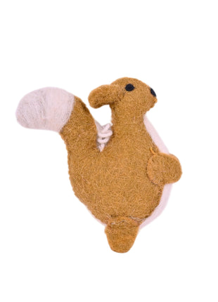 Handcrafted Golden-Ochre Wool Felt Squirrel Hanging Ornament