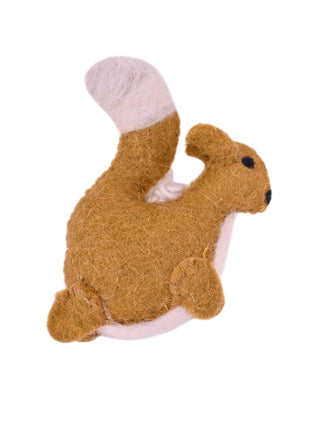 Handcrafted Golden-Ochre Wool Felt Squirrel Hanging Ornament