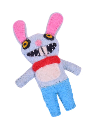 Handcrafted Whimsical Monster Bunny Wool Felt Ornament