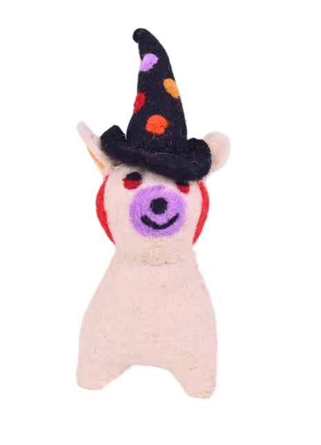 Handcrafted Whimsical Llama Wizard Wool Felt Ornament