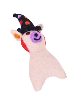 Handcrafted Whimsical Llama Wizard Wool Felt Ornament