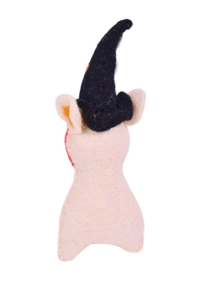 Handcrafted Whimsical Llama Wizard Wool Felt Ornament