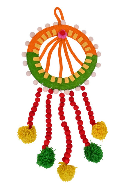 Vibrant Handcrafted Boho Wool Felt Dreamcatcher Wall Hanging